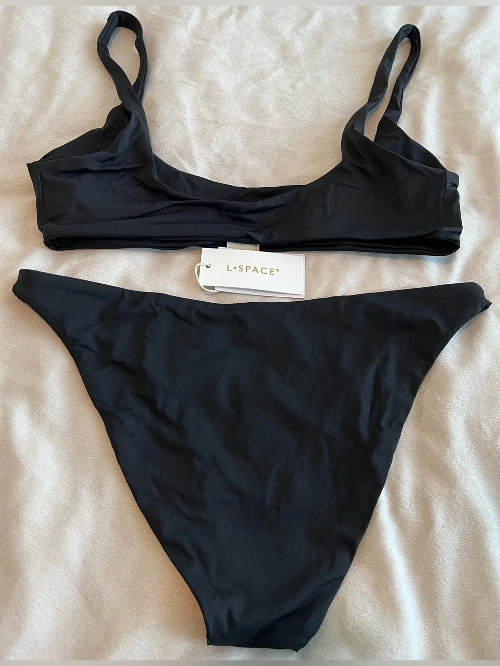 L*Space Bikini Set Prince Top & Camacho Bottom XL Black Resortwear Bathing Suit